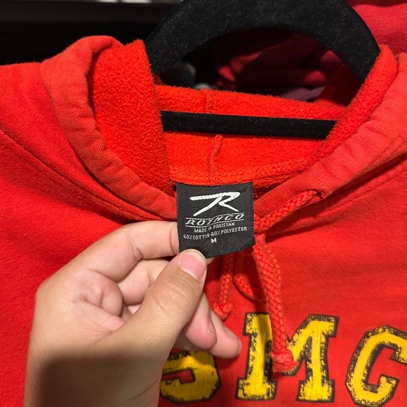 Vintage 90s United Sates Marine Corps Spell Out Mens Medium Red Hoodie - Picture 4 of 5